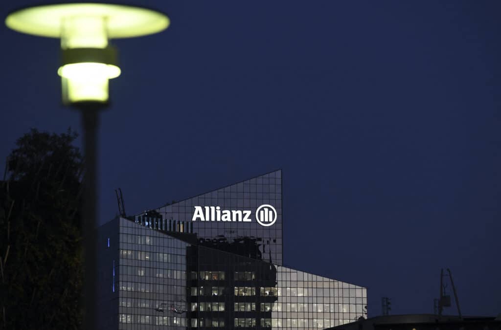 The Allianz tower is pictured at the "La Defense" business district near Paris on October 22, 2018. 