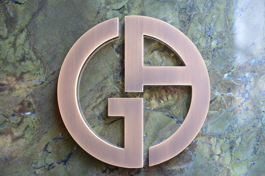 The logo of Giorgio Armani's fashion brand 