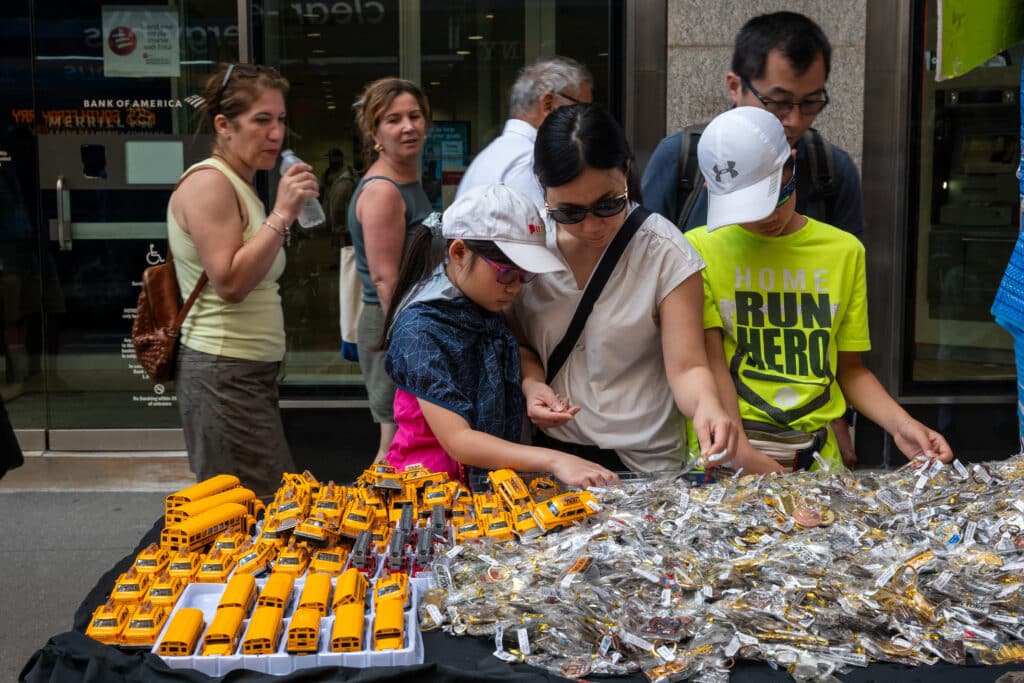 People shop in New York's Financial District on June 24, 2024 in New York City. 