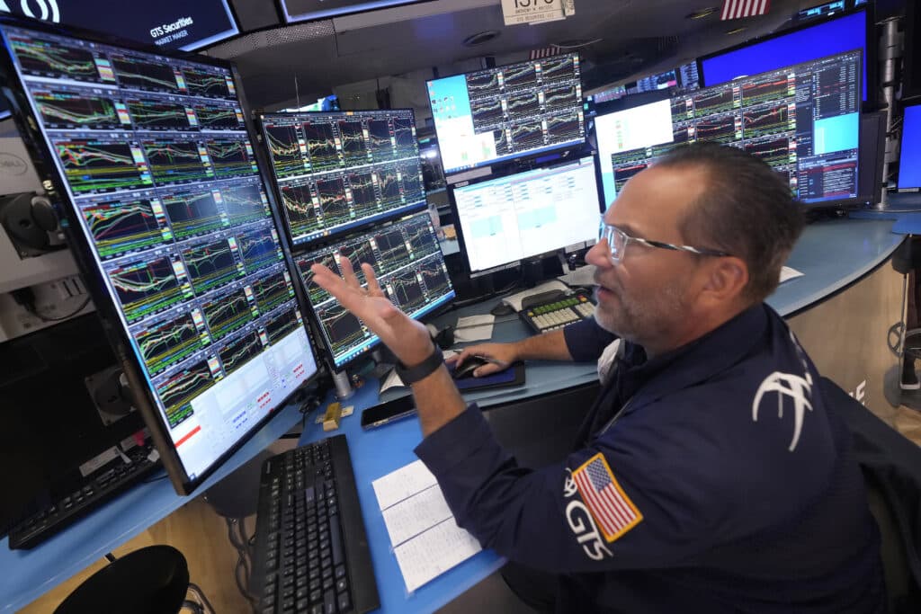 Specialist Anthony Matesic works on the floor of the New York Stock Exchange, on July 22, 2024.