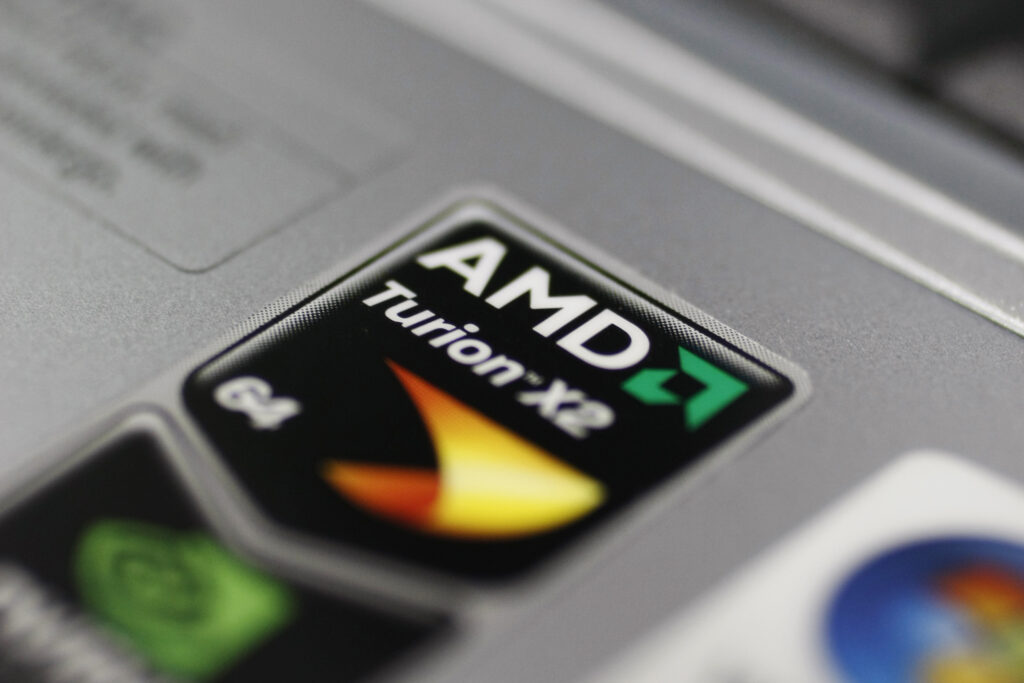 n Advance Micro Devices (AMD) logo is shown on a computer at Best Buy in Mountain View, Calif., Oct. 14, 2009. 