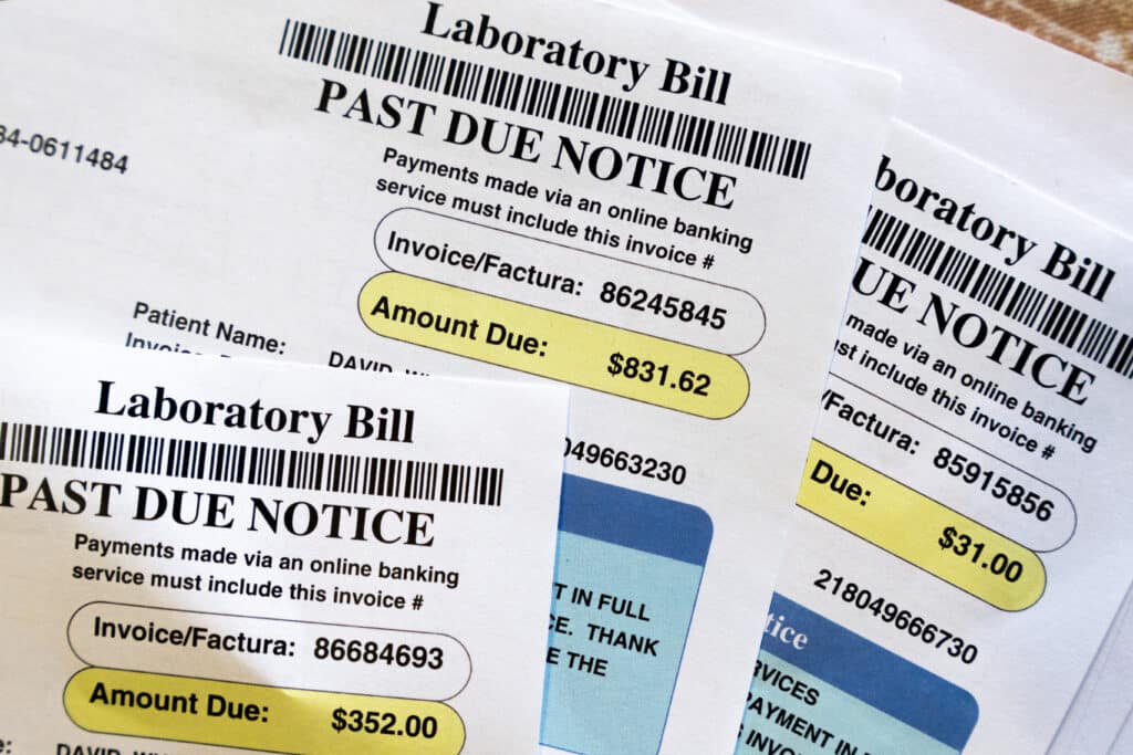 Medical bills are seen in Temple Hills, Md., on June 26, 2023.