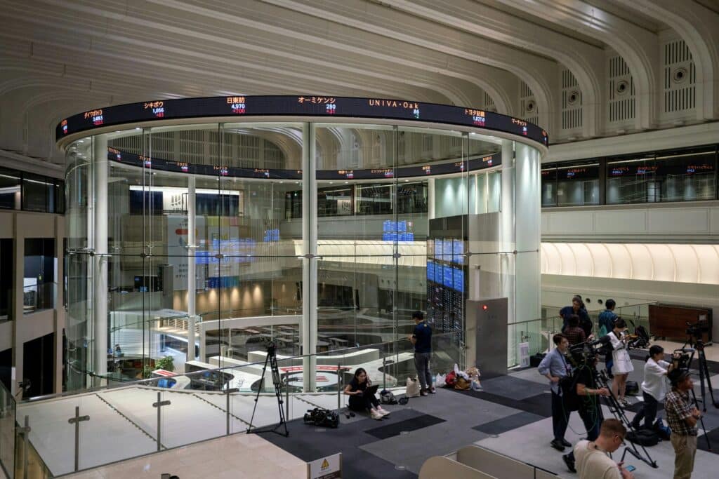 A general view shows the Tokyo Stock Exchange in Tokyo on August 6, 2024.