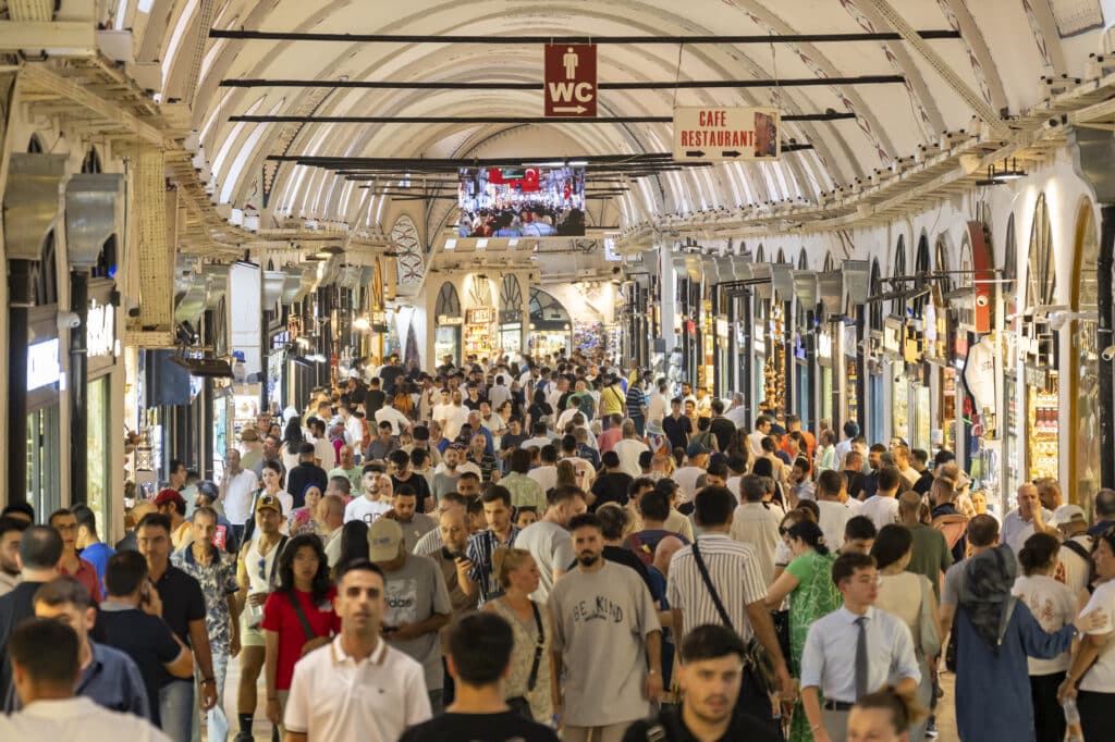 Visitors walk at the historical Grand Bazaar in Istanbul on July 9, 2024