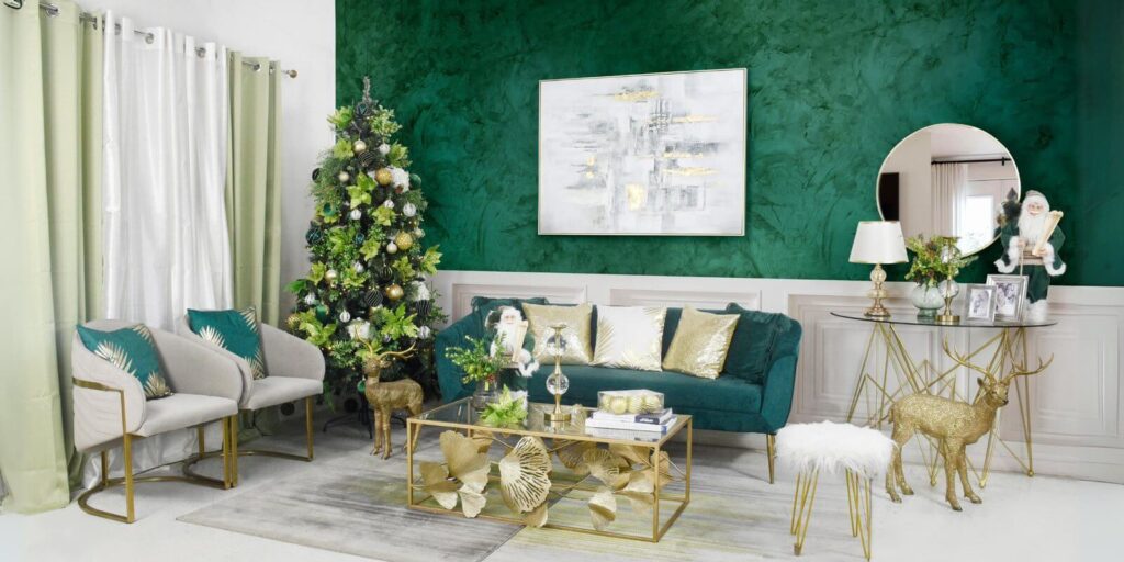 Crafting a Christmas Wonderland with green, white, and gold