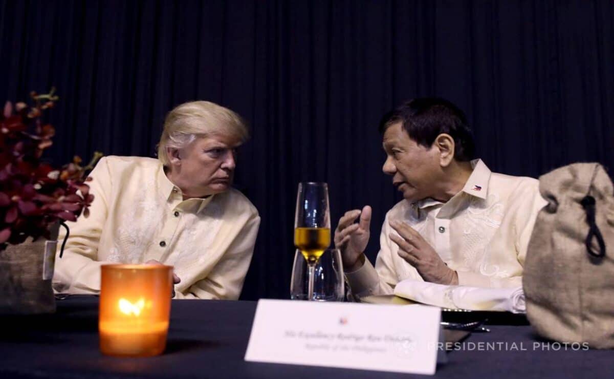 THROWBACK SNAP Former President Rodrigo Roa Duterte chatting with US President Donald Trump during the gala dinnerhosted by the Philippines for the leaders of the Association of Southeast Asian Nations member states at the SMX Convention Center in Pasay in this 2017 photo.