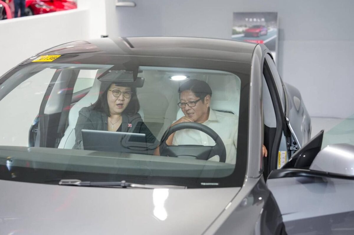 President Ferdinand Marcos Jr. attends the launch of Tesla Center in the Philippines on Monday, January 20, 2025, in Taguig City. Marcos visited the newly completed 1,900-square-meter Tesla Center which features a showroom, service and delivery center, headquarters, main office, and charging stations for electric vehicles. (Photo courtesy of Presidential Communications Office)