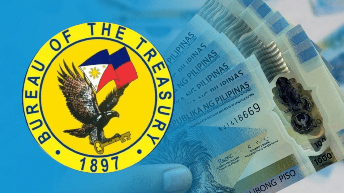 Bureau of the Treasury BTR logo na may pera sa Pilipinas