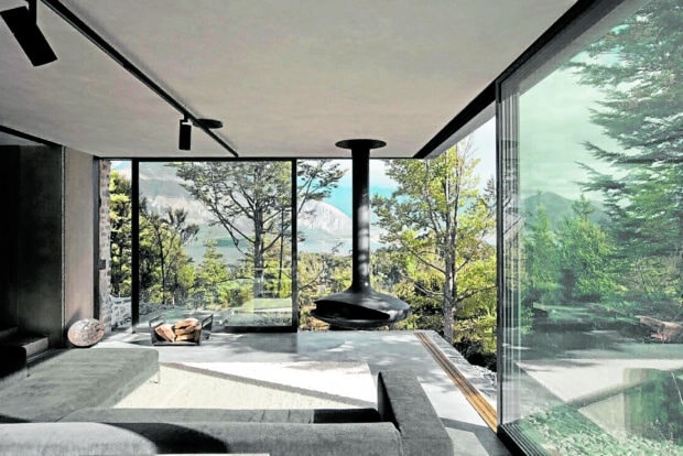 Glass house, mountainside resort living