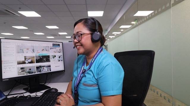 A virtualcaregiver or sitter watches patients using monitors and alerts staff on the ground when something seems amiss or patients need anything.