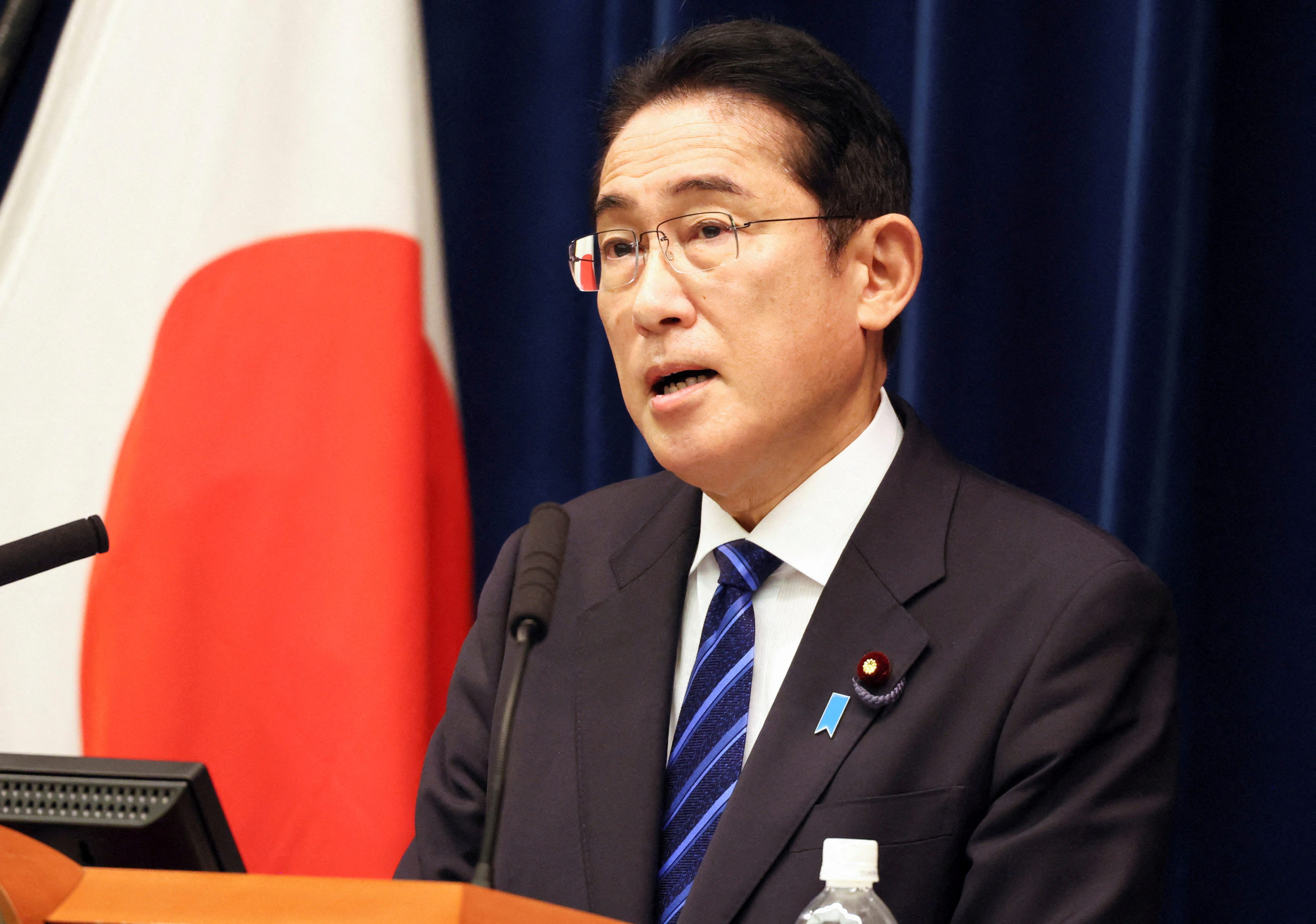 FILE PHOTO Japanese Prime Minister Fumio Kishida speaks to the media