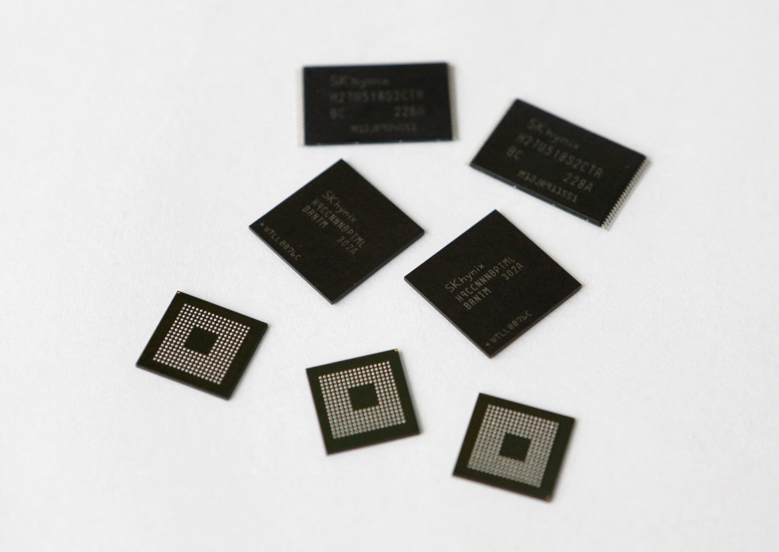 FILE PHOTO Mobile memory chips made by chipmaker SK Hynix are seen in